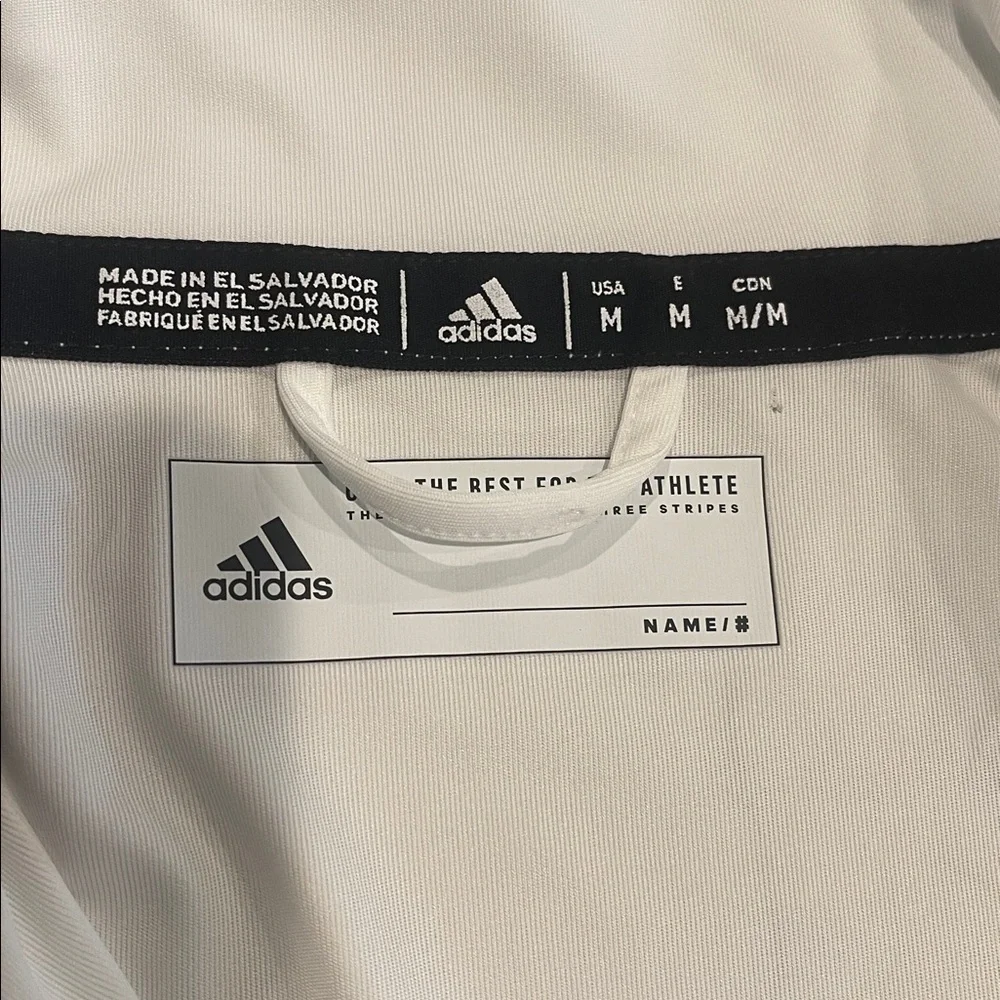 Adidas Athletic Sporty White Quarter Zip Long Sleeve Pull Over Size M